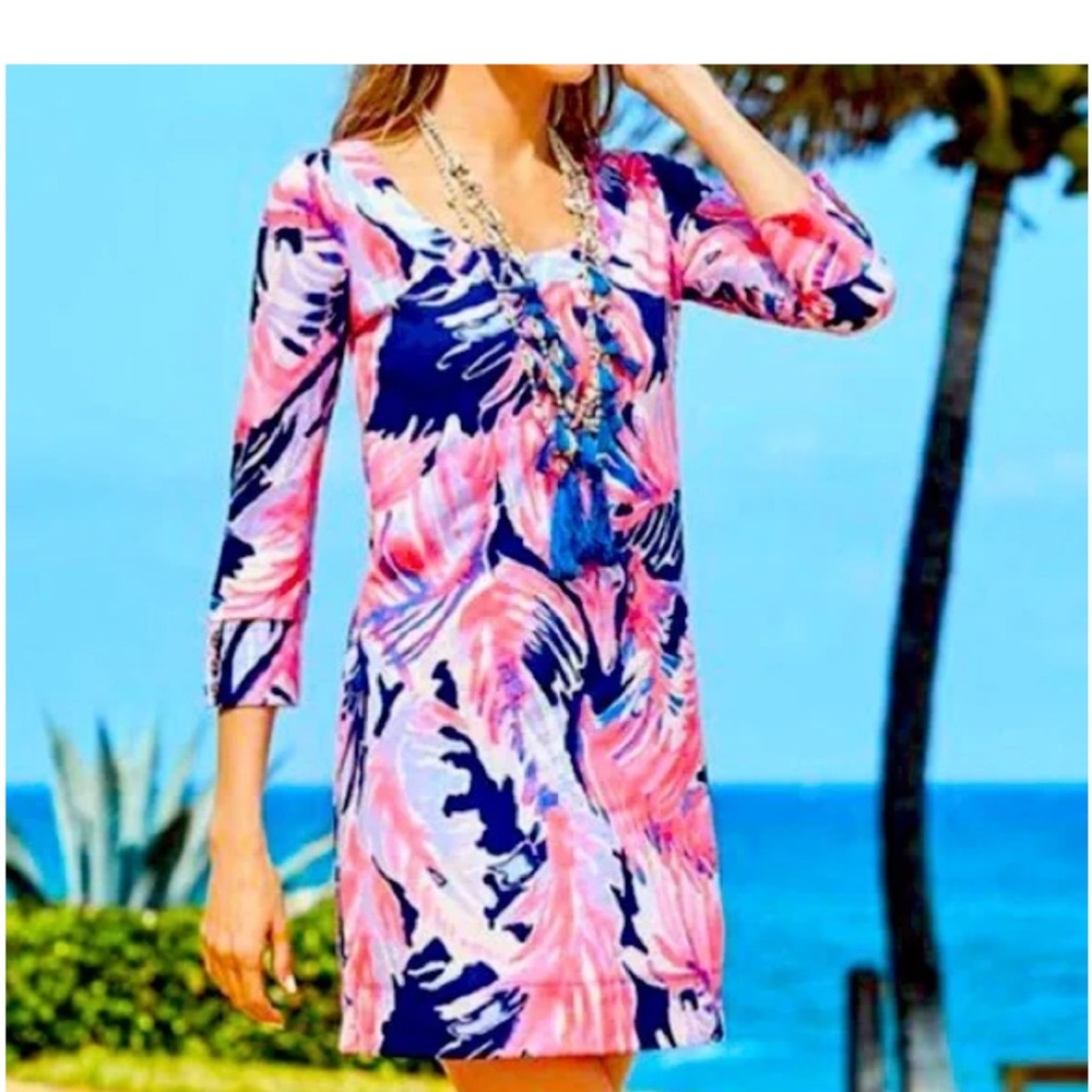 Lilly Pulitzer Pink and Navy Floral Shift Dress